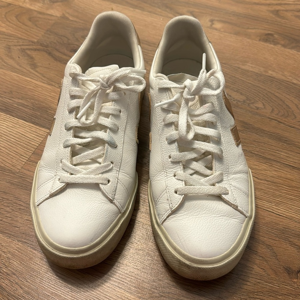 Gold and white Veja sneakers size 10 US Women’s shoes